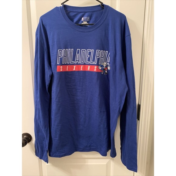 NBA Mens Blue T-Shirt Philadelphia 76ers Long Sleeve Tee Size XL - Picture 2 of 8